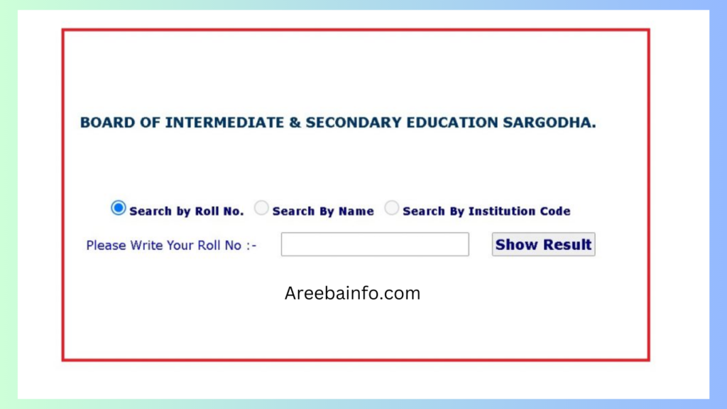 Method to Check Annual Result BY Online/Website BISE Sargodha Board 