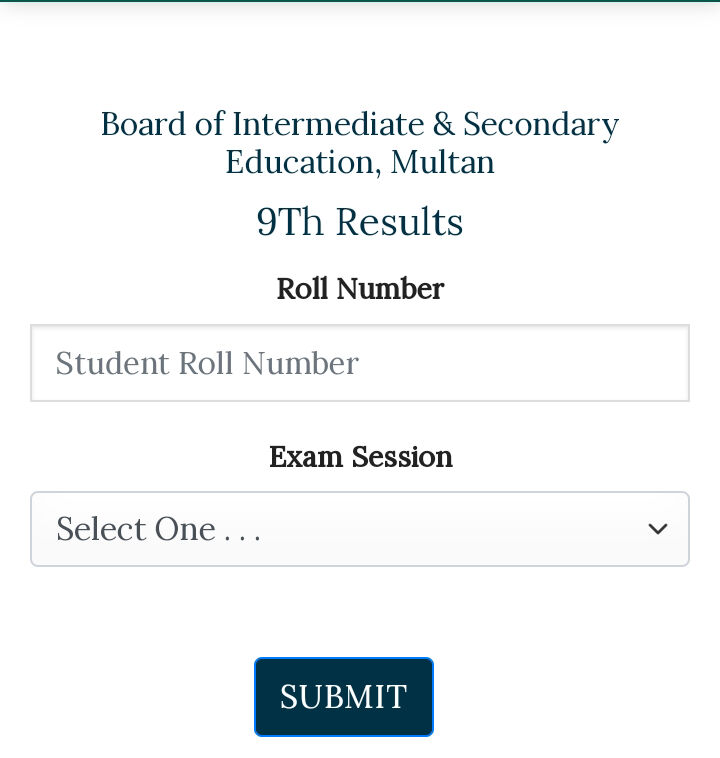 9th Class Result BISE Multan Board Check By Using Roll Number Online