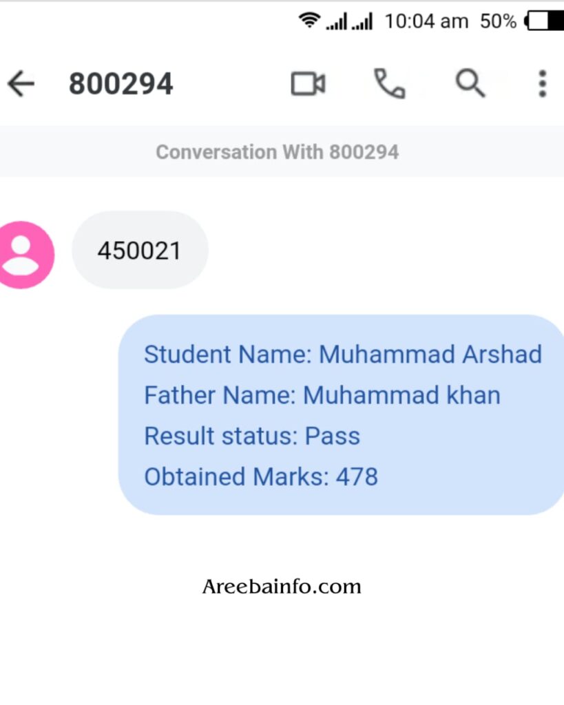 Checking BISE Faisalabad Board Annual Result Of 9th Class 2024 BISE FSD by sending an SMS